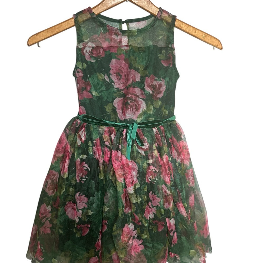 Lilt Green Pink Sleeveless Fit Flare Dress Floral Easter Church Pictures 6/6X